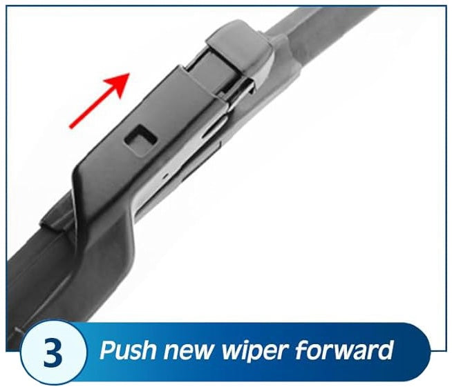 Close up of pushing new wiper arm forward