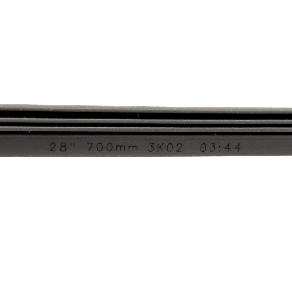 Rubber wiper blade inserts close up of measurements