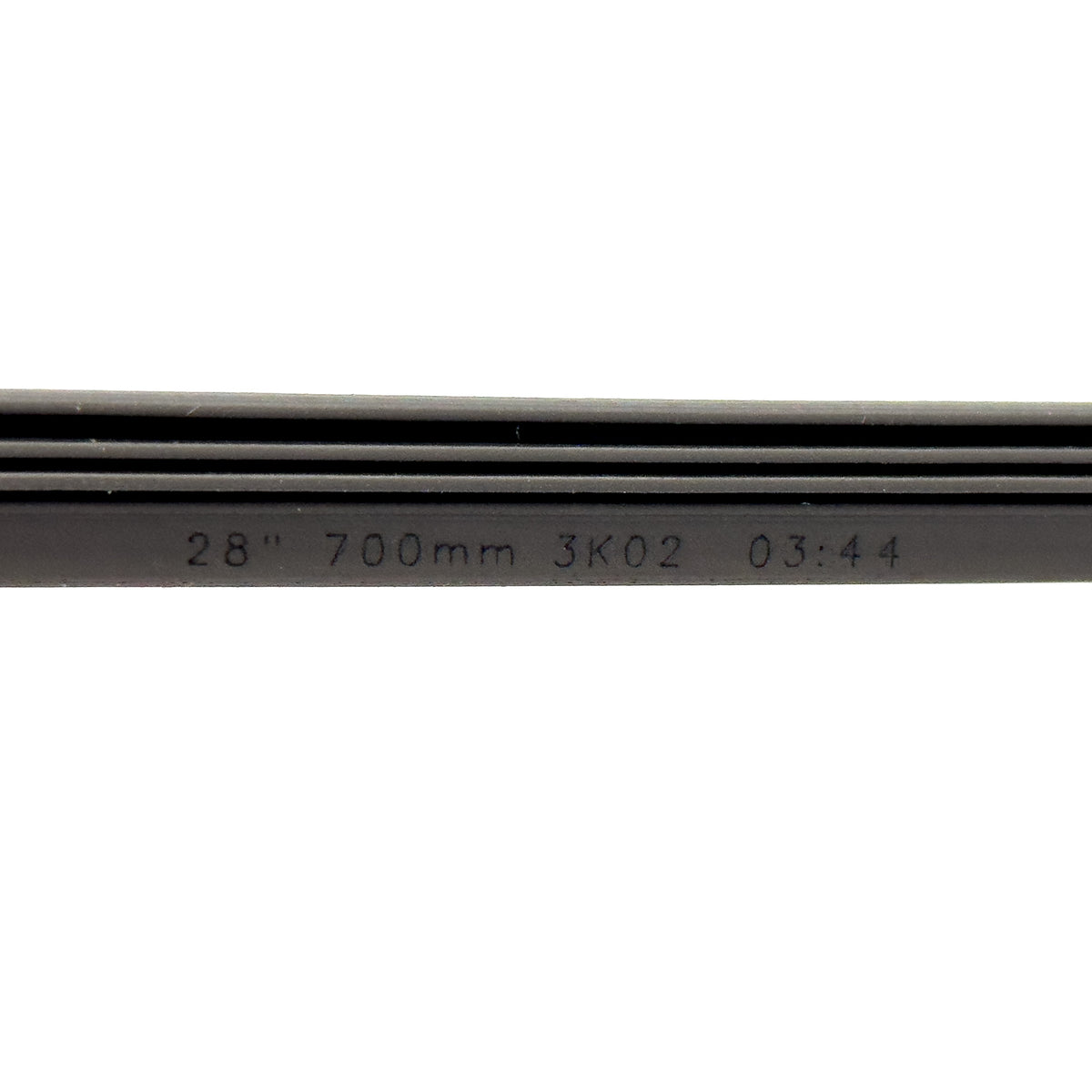 Rubber wiper blade inserts close up of measurements