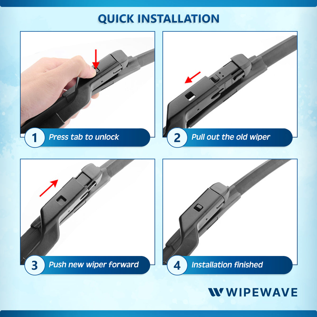 Quick installation wiper blade infographic